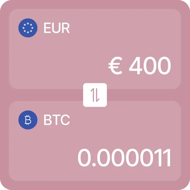 EUR to BTC exchange interface